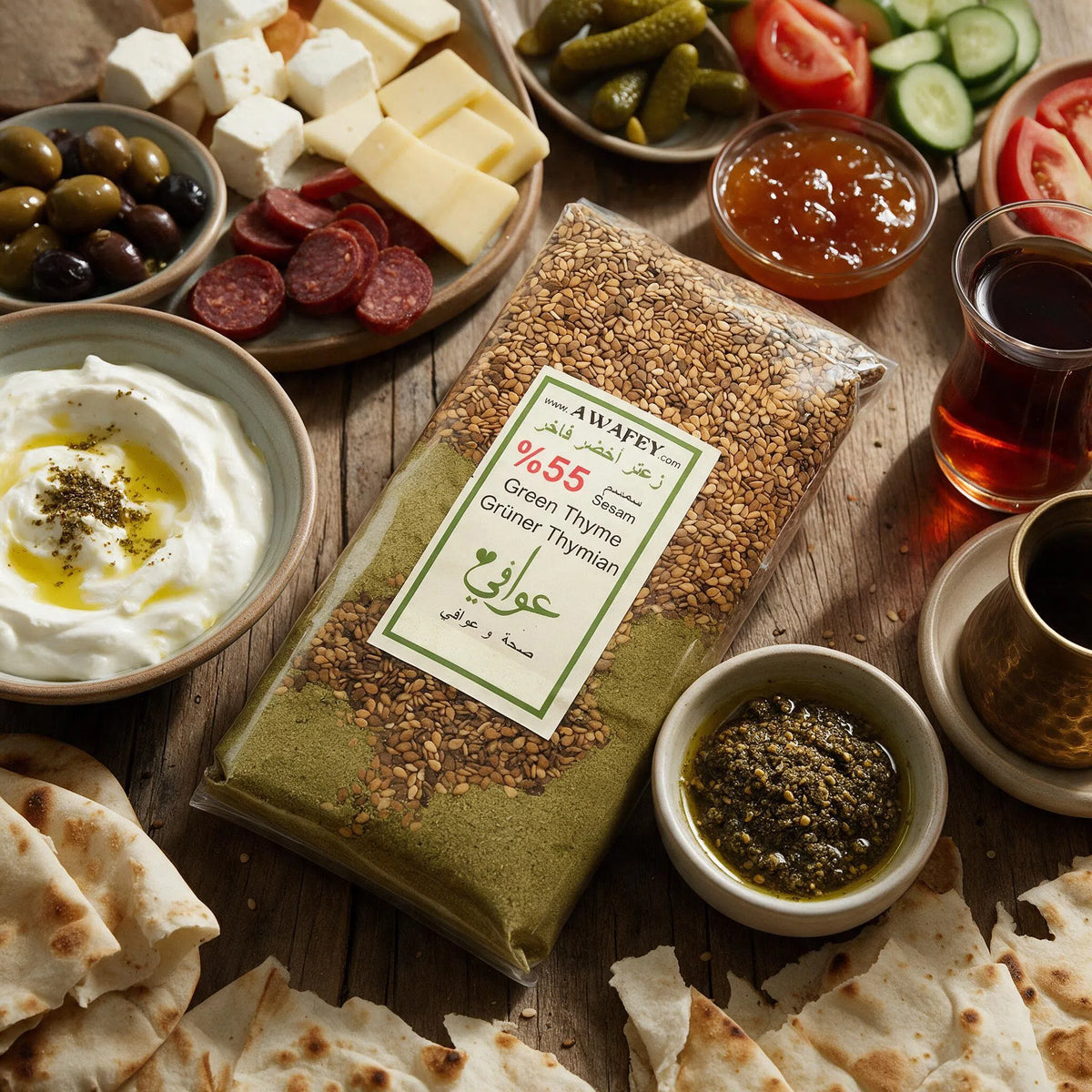 Grüner Zaatar zum Fruhstuck